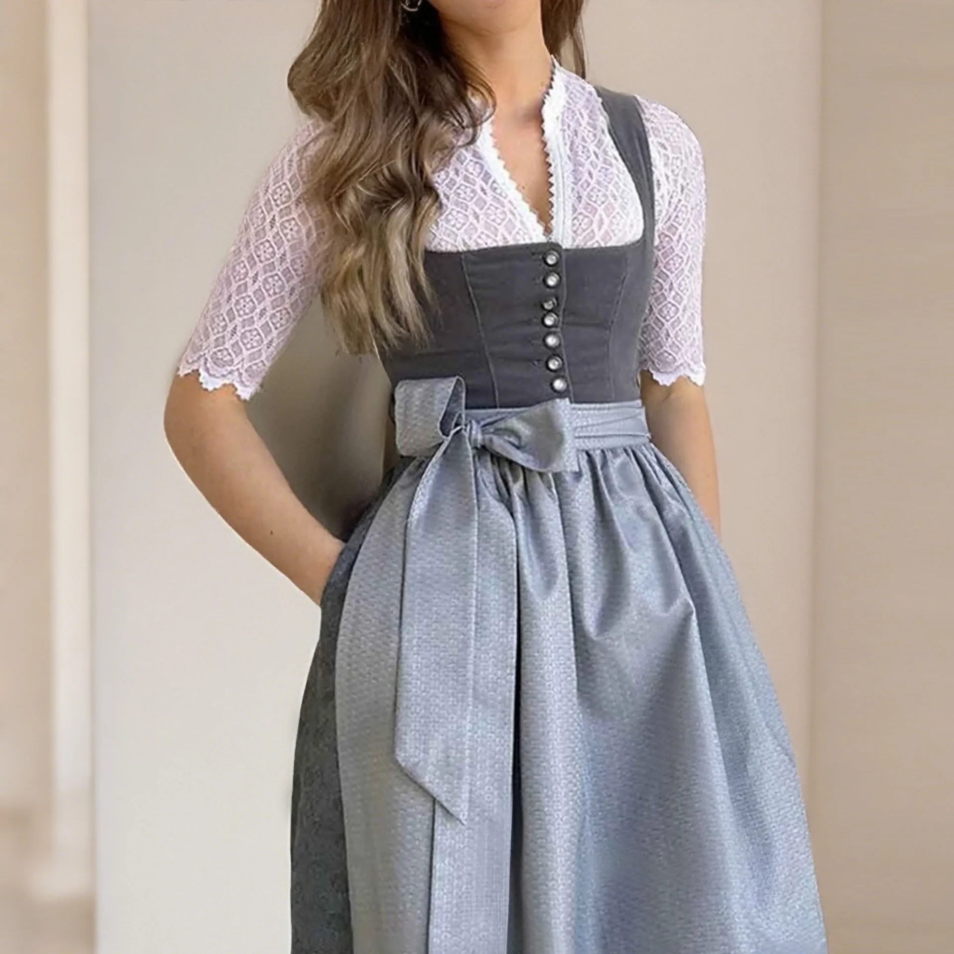 Womens Solid-color Casual Dress Set