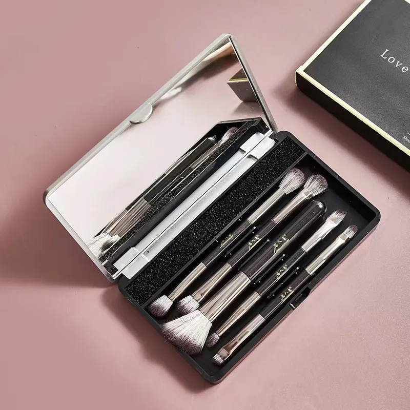 Makeup With Mirror Multifunctional Makeup Brush Suit
