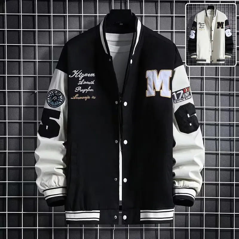 Men's Baseball Jacket Fashion Casual Letter Number Print Button-down Tops Streetwear Clothing