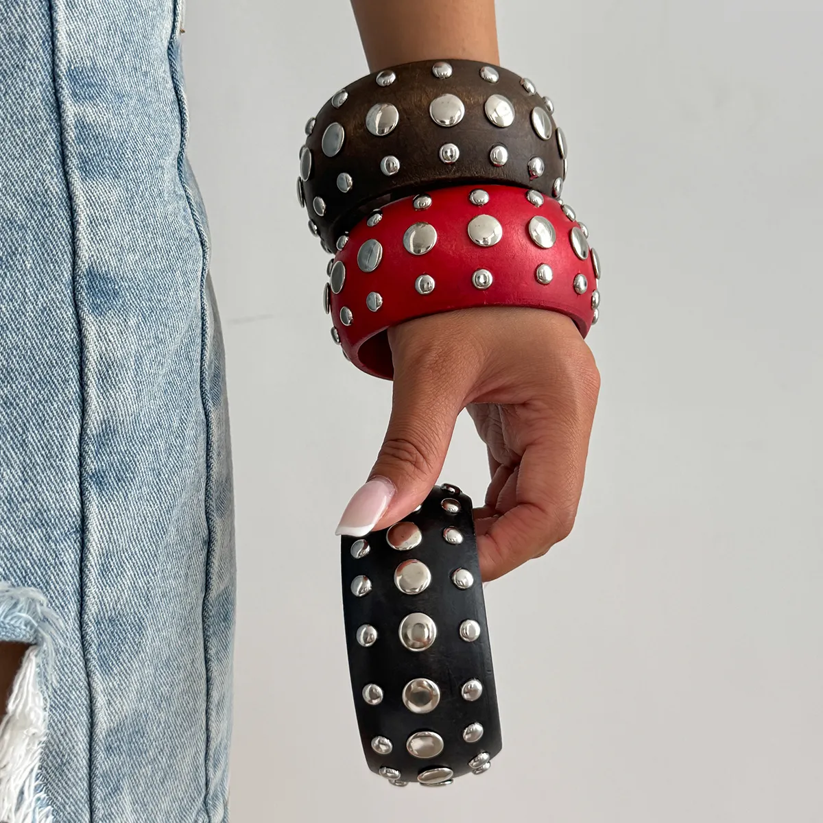 Punk-style Trendy Geometric Circular Wooden Bracelet