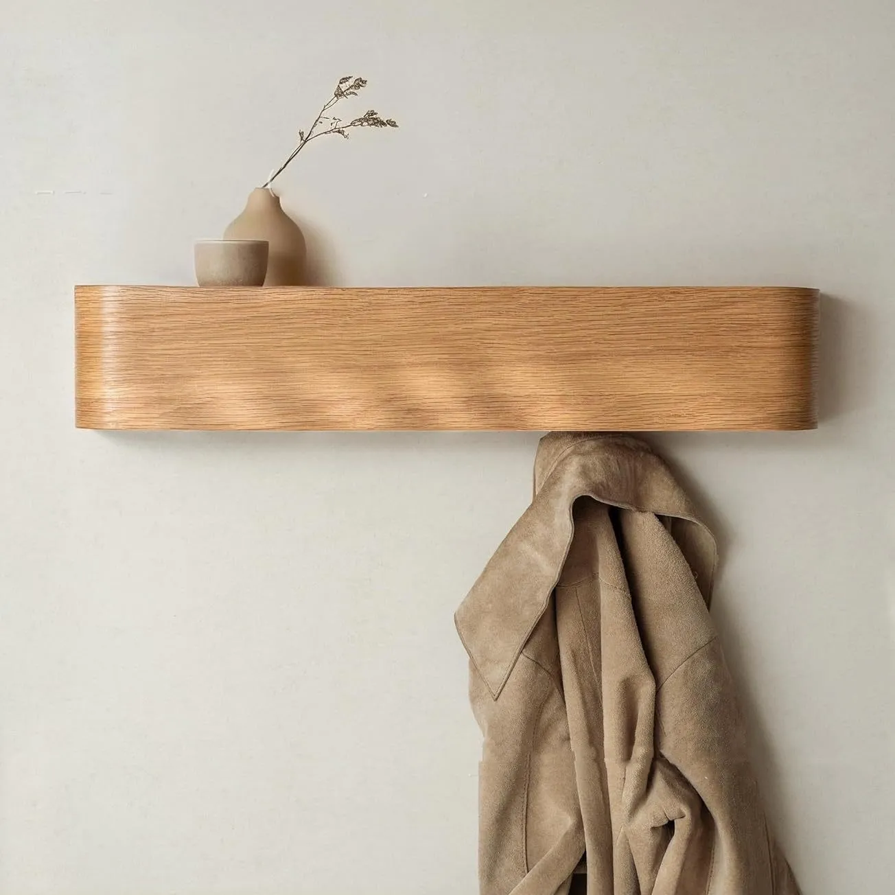 Walnut-colored Wall-mounted Coat And Hat Rack
