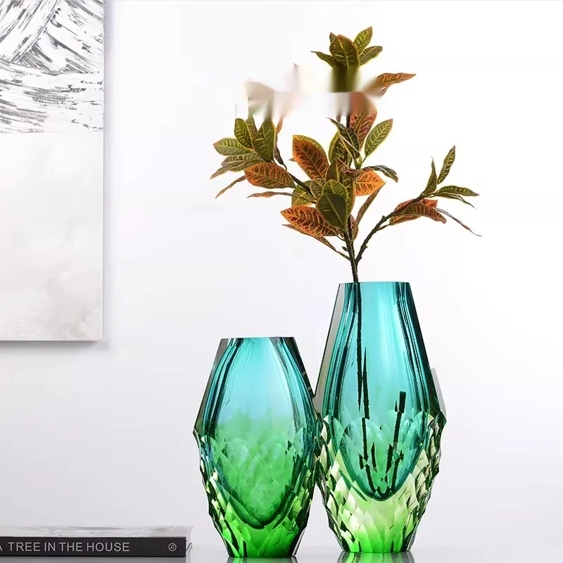 Blue-green Gradient Light Luxury Minimalist High-end Glass Vase